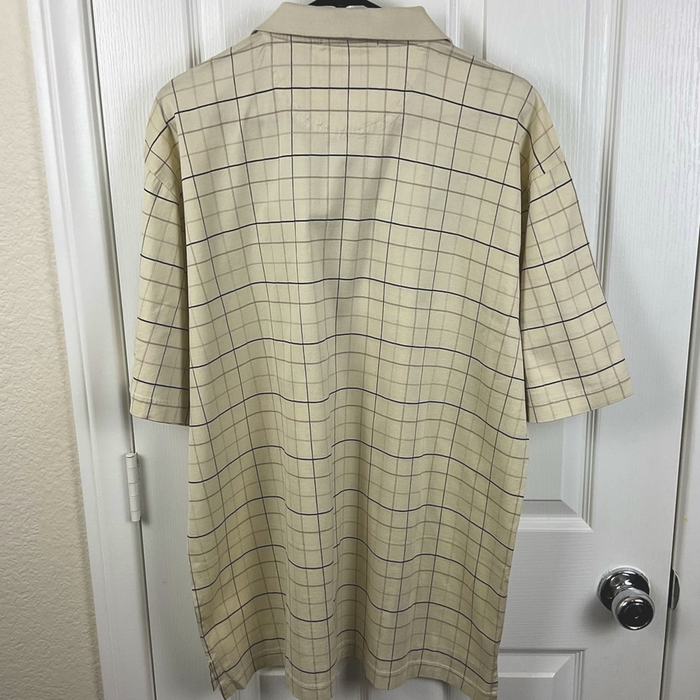NWT Loews Men’s Cream Supima Cotton Short Sleeve Golf Polo Shirt, Size L - Picture 2 of 10